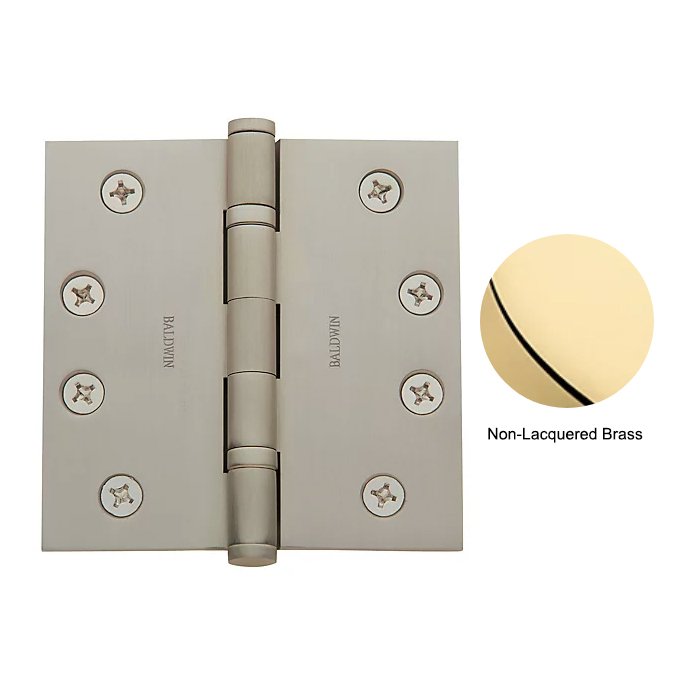 Baldwin 1040-031-I 4X4 Sqr Non-Lacquered Brass Hinge H/P