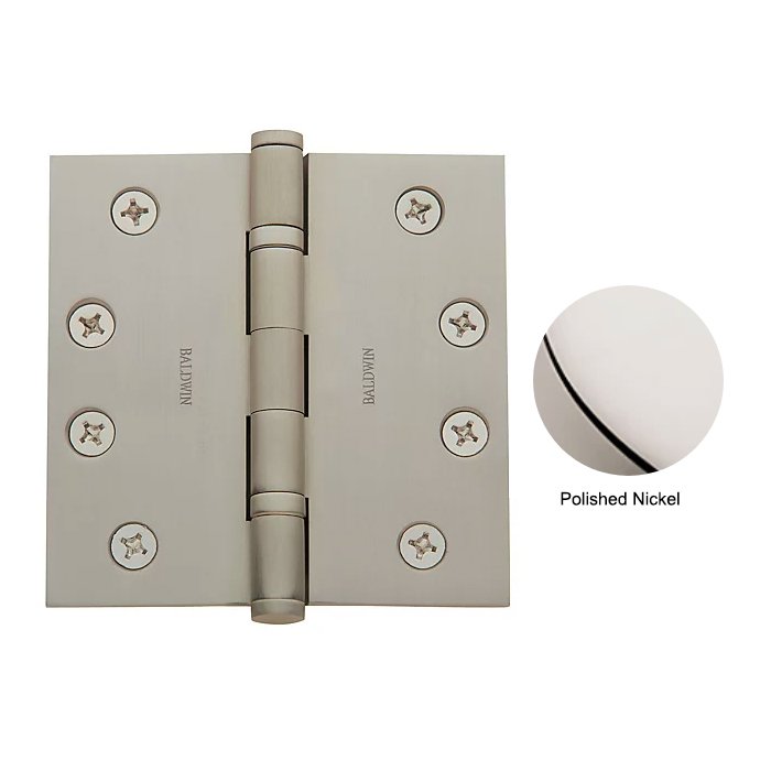 Baldwin 1040-055 4"X4" Sqr Pvd Polished Nickel Hinge H/P